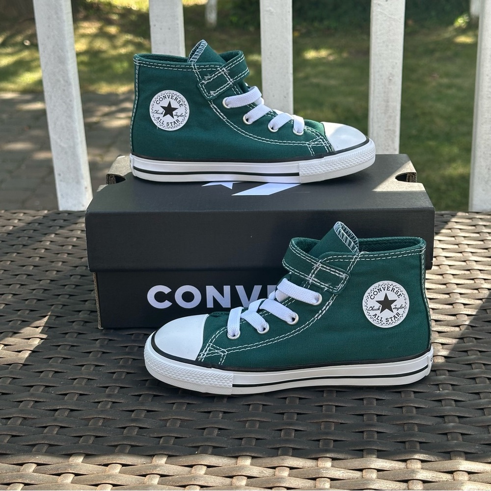 Converse Chuck Taylor All Star 1V High Top Sneakers, Green, Kids Size 10, New